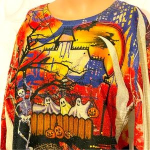 SML SPORT Shimmering Halloween Print Top L